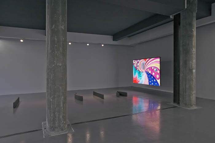 Esculturas em ferro fundido, animação em ecrã de vídeo LED,  5’42’’ loop.
Priscila Fernandes, 2014
Vista da instalação na Temple Bar Gallery, Dublin, Irlanda, Fevereiro 2014. 
Foto de Kasia Kaminsja