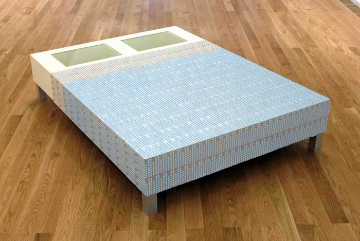 MDF, tinta de água, blisters de Valium (de 10 e 15 mg) e vidro
30x144x200cm