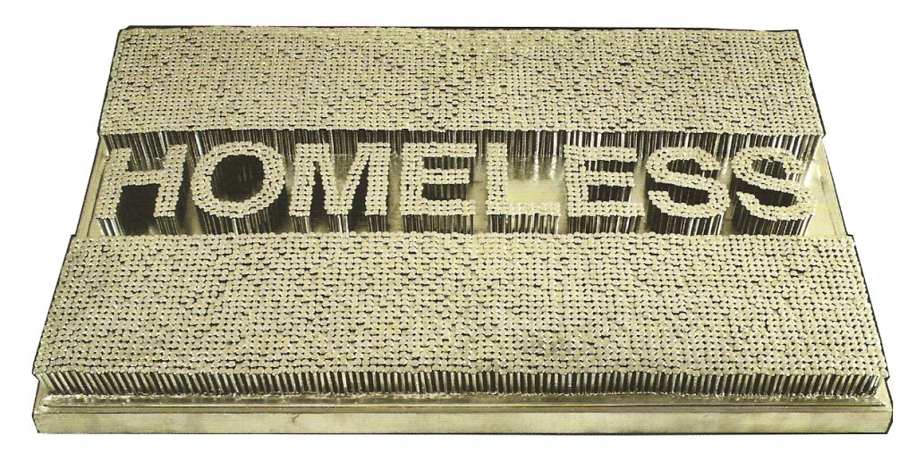 Pregos, ferro e madeira
40x60x5.5cm