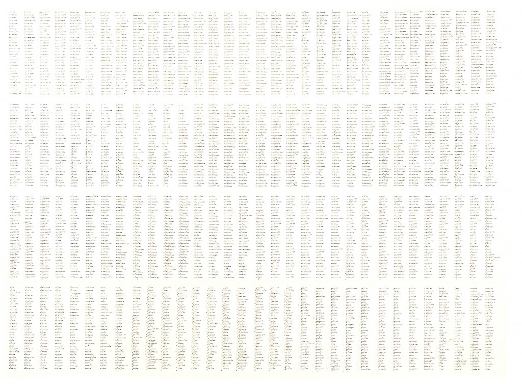 Tinta permanente sobre papel,
384x96,5 cm (tríptico)