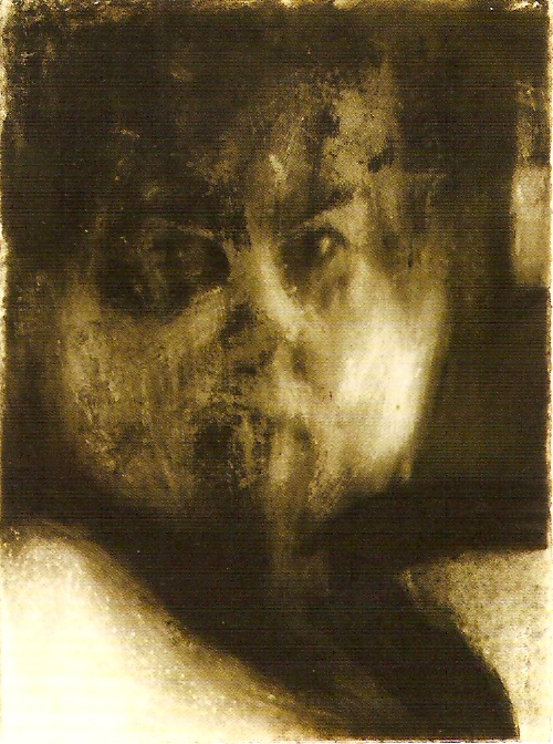 Óleo sobre papel, cinza e carvão,
76,5x56 cm