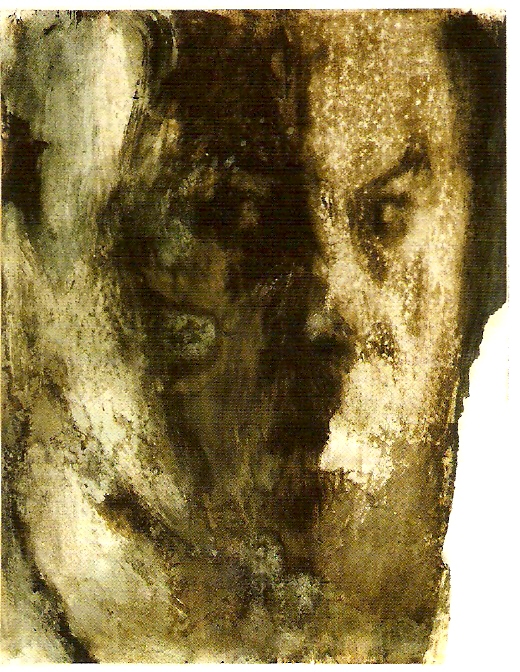 Óleo sobre papel, cinza e carvão,
76,5x56 cm