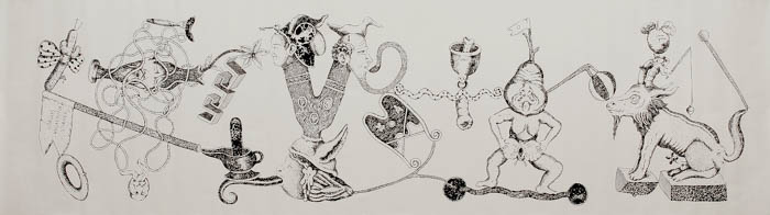 Tinta-da-china s/ papel, 150x600cm